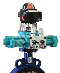 Hydraulic part-turn actuator for 90°-quarter turn valves (butterfly valves and ball valves)