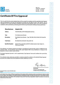 Göpfert AG: Lloyds Register Fire Approval Schaum-/Wasserwerfer