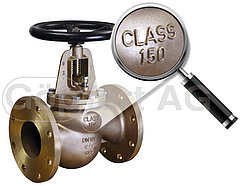 ANSI afsluiter Class 150, bouwlengte volgens ANSI B16.10, flensafmetingen volgens ANSI 150 lbs, brons Rg 5