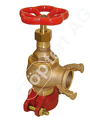 Landing valve with screwed bonnet angle-type 90° with clamp coupling Victaulic / Groove lock and with integrally cast coupling type Guillemin