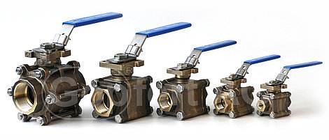 3-part ball valves, screwed ends made of copper-aluminium-alloy CuAl10 Ni