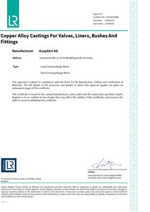 Foundry certificate Lloyds Register Goepfert AG